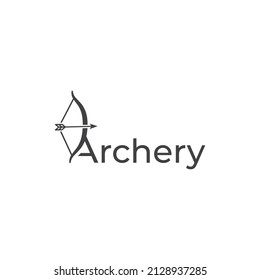 Archery, archer, initial Letter A with bow. Vector outline icon logo template