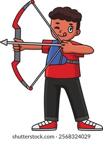 Archery Archer Raising Bow and Arrow Clipart