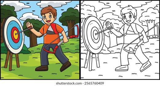 Archery Archer Retrieving Arrow Illustration