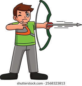 Archery Archer Shooting Arrow Cartoon Clipart