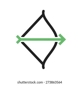 Archery, arrow, bow, shoot icon vector image. Can also be used for sports, fitness, recreation. Suitable for web apps, mobile apps and print media.