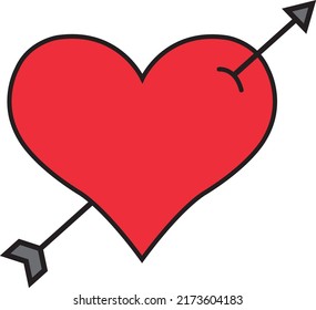 Archery arrow inside heart, concept of love cupid. Vector illustration