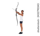 Archery athlete with compound bow. Flat vector illustration isolated on white background