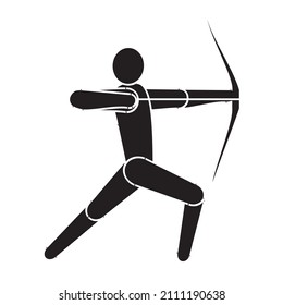 Archery athlete with compound bow. Vector Illustration isolated on white background.