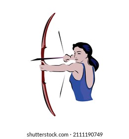 Atleta de tiro con arco compuesto. Ilustración vectorial aislada en fondo blanco.