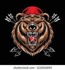 Archery bear illustration design, can be used for merch purposes, t-shirt designs, posters, etc
