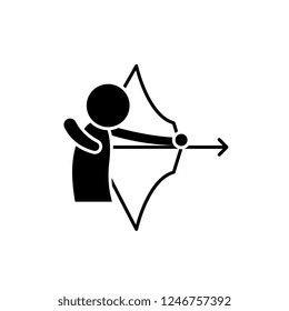 Archery black icon, vector sign on isolated background. Archery concept symbol, illustration 
