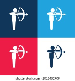 Archery blue and red four color minimal icon set
