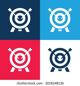 Archery blue and red four color minimal icon set