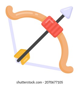 Archery with bow and arrow, flat icon