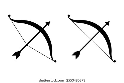 Archery or bow and arrow icon on white background. simple silhouette icon vector.