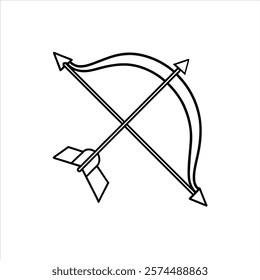 Archery Bow and Arrow Line Art Icon for Creative Projects