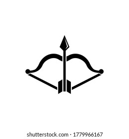 Archery Bow and Arrow, Medieval Weapons. Flat Vector Icon illustration. Simple black symbol on white background. Archery Bow and Arrow, Old Weapons sign design template for web and mobile UI element