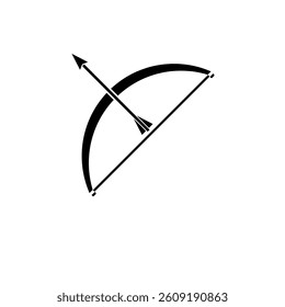 Archery Bow and Arrow, Medieval Weapons Solid Flat Vector Icon Isolated on White Background.