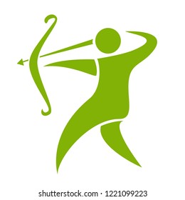 archery with bow and arrow sport illustration vector design, flat color, modern style, glyph concept, human activities 