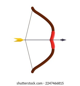 Archery bow with drawn arrow vector illustration. Equipment for archery isolated on white background. Sports concept for game design