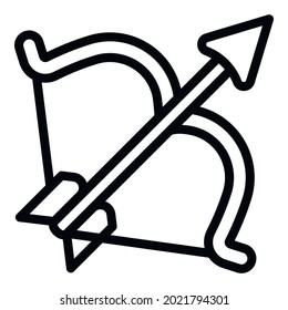 Icono de arco de tiro con arco. Icono de vector arco de esquema para diseño web aislado en fondo blanco