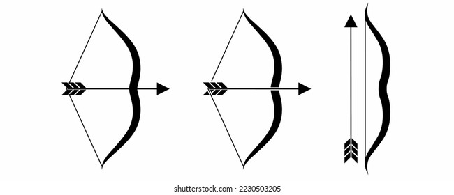 Archery or bow icon set isolated on white background