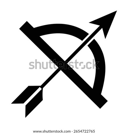 Archery bow icon. Simple archery bow silhouette vector illustration symbol website logo design. Bow and arrow flat style vector symbol icon isolated on white background. Vector image.