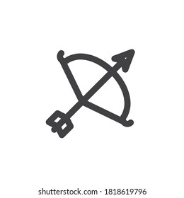 Archery bow line icon. linear style sign for mobile concept and web design. Bow and arrow outline vector icon. Symbol, logo illustration. Vector graphics