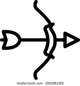 archery bow with white background . archery bow is an ancient things  discover from pehistorical places .thin line icon.