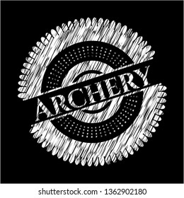 Archery chalkboard emblem written on a blackboard