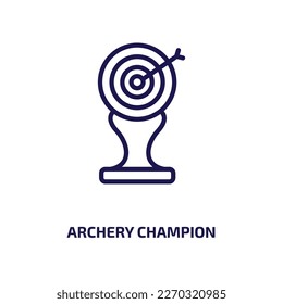 archery champion icon from user interface collection. Thin linear archery champion, winner, sport outline icon isolated on white background. Line vector archery champion sign, symbol for web and 