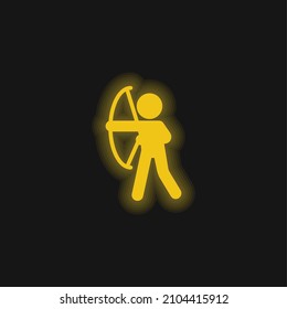 Archery Champion yellow glowing neon icon