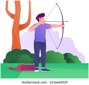 archery competition flat illustration man