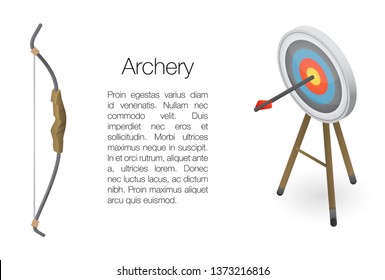 Archery concept banner. Isometric set of archery vector concept banner for web design