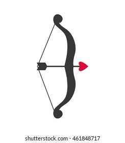 Archery concept represented by arrow and bow icon. Isolated and flat illustration