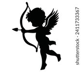 Archery cupid silhouette vector cartoon illustration