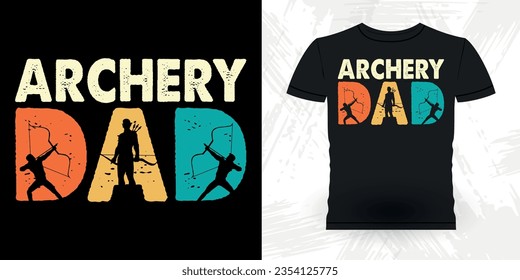 Archery Dad Funny Archer Hunting Lover Retro Vintage Archery T-shirt Design 