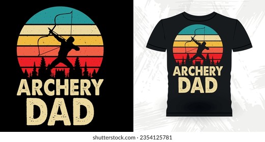 Archery Dad Funny Archer Hunting Lover Retro Vintage Archery T-shirt Design 