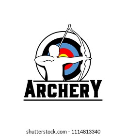 Archery design logo template. Arrow and bow sport vector illustration