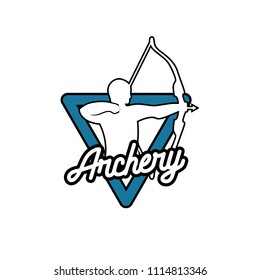 Archery design logo template. Arrow and bow sport vector illustration
