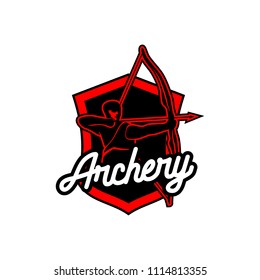 Archery design logo template. Arrow and bow sport vector illustration