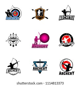 Archery design logo template. Arrow and bow sport vector illustration