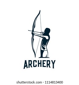 Archery design logo template. Arrow and bow sport vector illustration