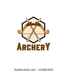 Archery design logo template. Arrow and bow sport vector illustration