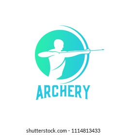 Archery design logo template. Arrow and bow sport vector illustration