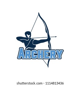 Archery design logo template. Arrow and bow sport vector illustration