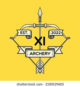 Archery emblem with simple line art style