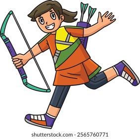 Archery Female Archer with Bow and Arrow Clipart