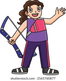 Archery Female Archer with Bow Cartoon Clipart