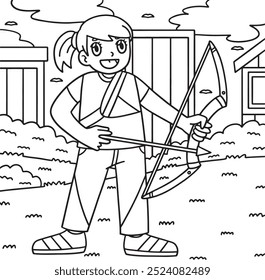 Arqueiro Feminino Archer Pronto para Mirar Página de Coloração 