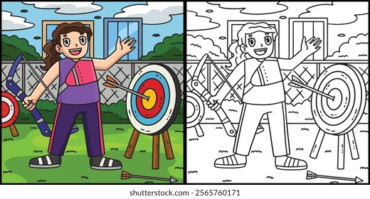 Archery Female Archer Target Circle Illustration