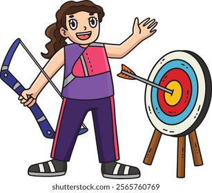 Archery Female Archer with Target Circle Clipart