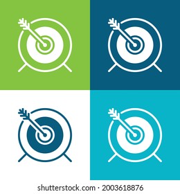Archery Flat four color minimal icon set