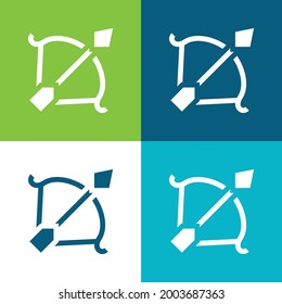 Archery Flat four color minimal icon set